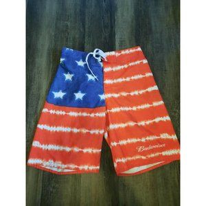 Budweiser Swim Board Shorts  Mens Size 32-34 American Flag Print